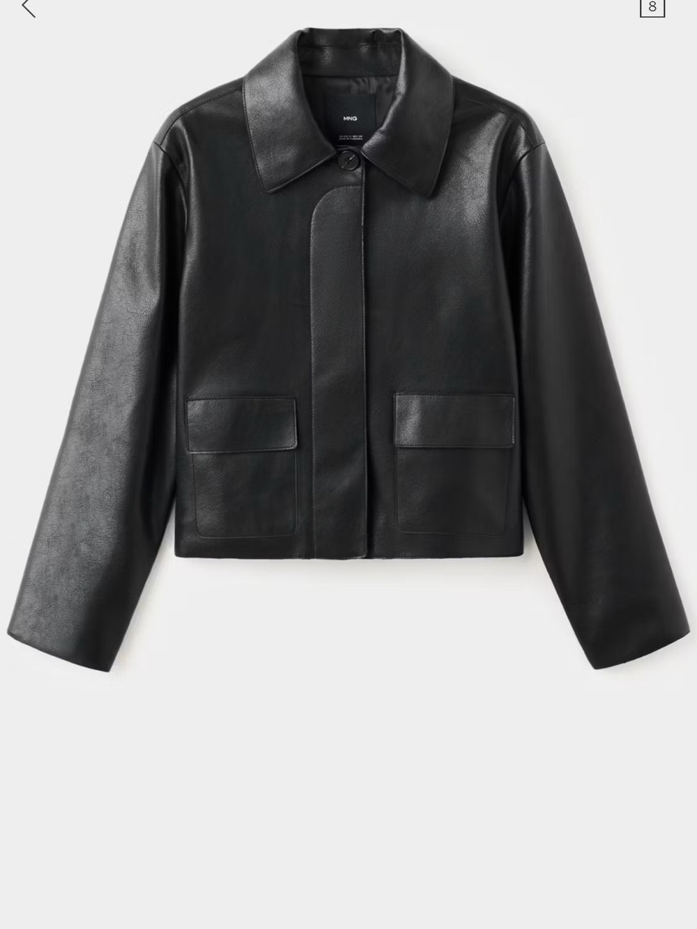 Mango Sabina Black Faux Leather Jacket